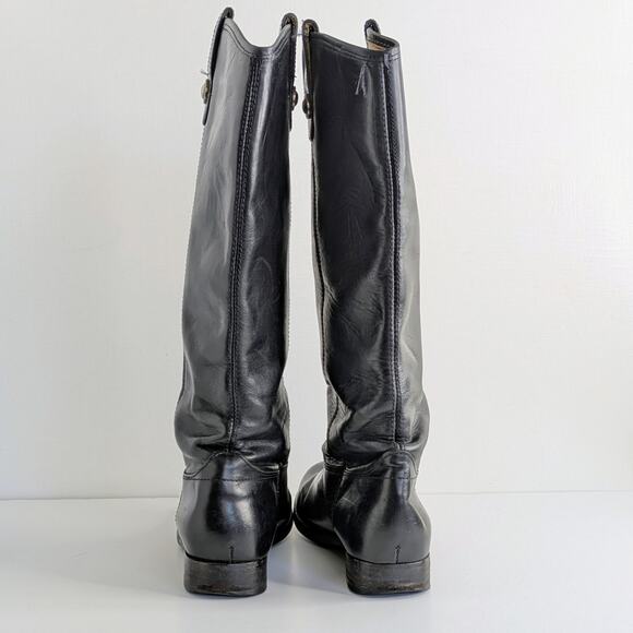 Frye Melissa Button Boots 7.5 Black Leather Tall Riding Knee High Equestrian - Picture 6 of 16